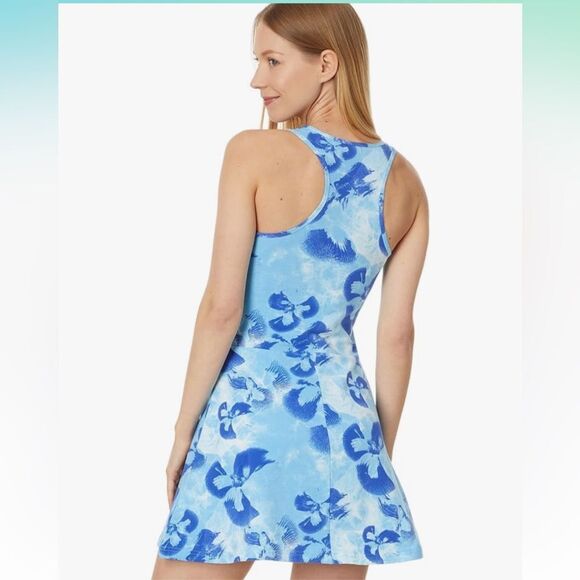 NEW Adidas Floral Graphic Single Jersey Dress Blue Size M - Picture 3 of 13